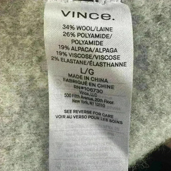 Vince Notch Collar Wool Blend Sweater Jacket Light Gray Size Large New With Tags - Picture 13 of 15